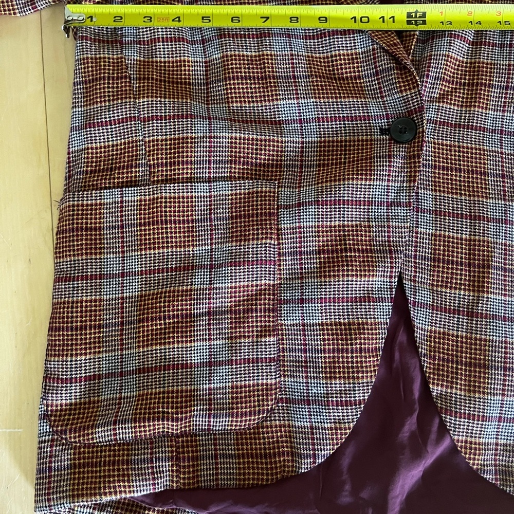 Free People Plaid Blazer in Rust Red and Cream - Picture 7 of 7